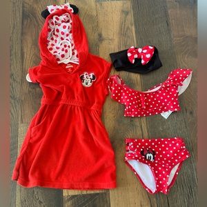 Disney 2 piece Minnie swimsuit with coverup